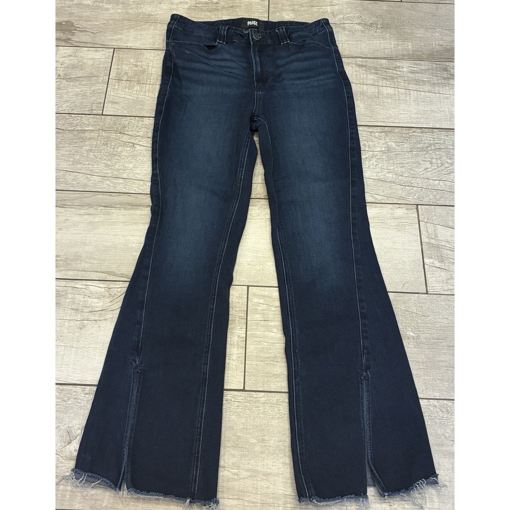 Paige High Rise Laurel Canyon Boot Cut Jeans Size 29 Split Raw Hem Cowgirl